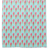 Roze Aardbeien Ice Cone Pattern, Blue Douchegordijn (Voorkant)
