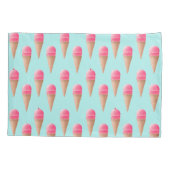 Roze Aardbeien Ice Cone Pattern, Blue Kussensloop (Achterkant)