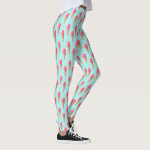 Roze Aardbeien Ice Cone Pattern, Blue Leggings