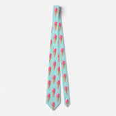 Roze Aardbeien Ice Cone Pattern, Blue Stropdas (Voorkant)