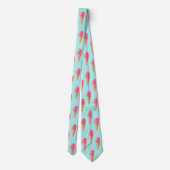 Roze Aardbeien Ice Cone Pattern, Blue Stropdas (Achterkant)