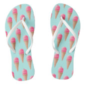 Roze Aardbeien Ice Cone Pattern, Blue Teenslippers (Voetbed)