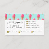 Roze Aardbeien Ice Cone Pattern, Blue Visitekaartje (Achterkant)