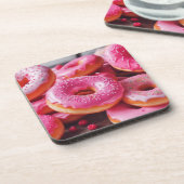 Roze aardbeiendonuts bier onderzetter (Linkerzijde)