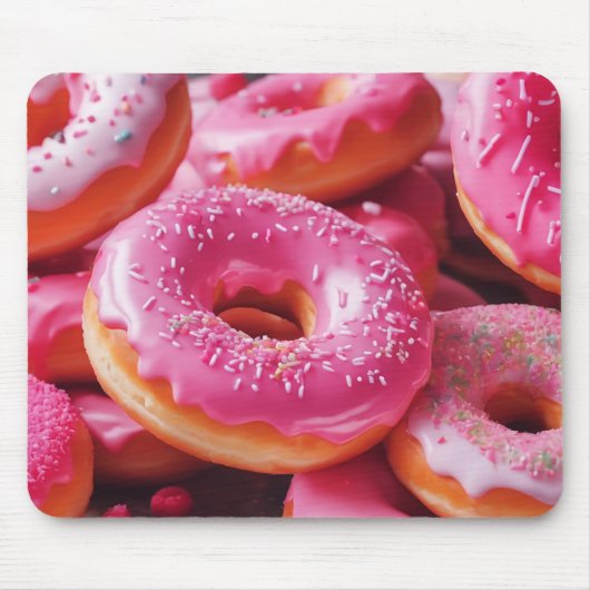 Roze aardbeiendonuts muismat (Voorkant)