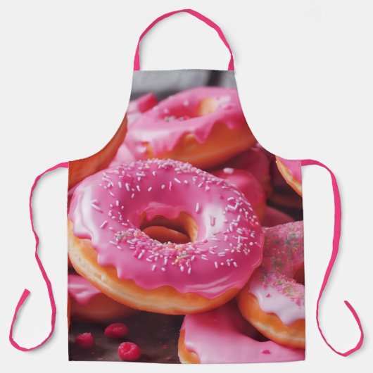 Roze aardbeiendonuts schort (Voorkant)
