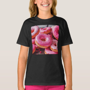 Roze aardbeiendonuts t-shirt