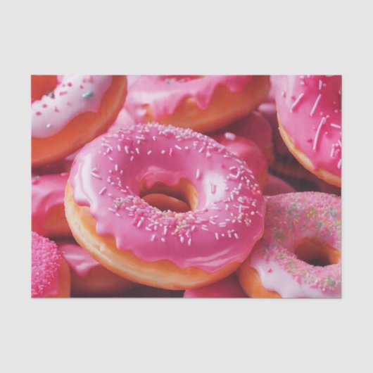 Roze aardbeiendonuts tissuepapier (Voorkant)