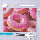 Roze aardbeiendonuts tissuepapier (Craft)