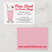 Roze aardbeienijscream Schudmelk Aangepast Visitekaartje (Voorkant / Achterkant)