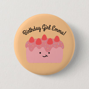 Roze aardbeienkooke Button