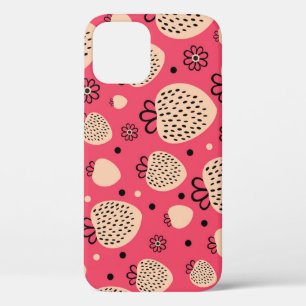 Roze aardbeienpatroon: naadloos zoet ontwerp iPhone 12 hoesje