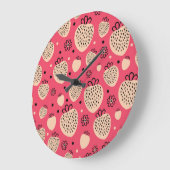Roze aardbeienpatroon: naadloos zoet ontwerp grote klok (Hoek)