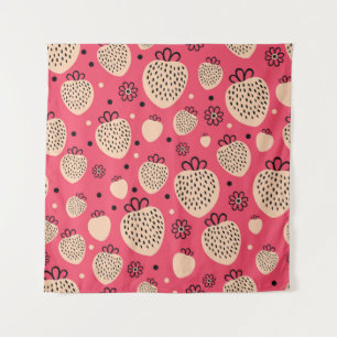Roze aardbeienpatroon: naadloos zoet ontwerp wandkleed