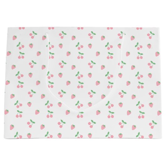 roze aardbeienplant esthetisch patroon groot cadeauzakje (Voorkant)