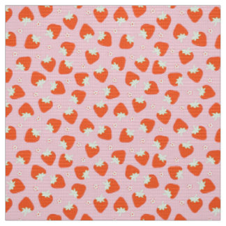 Roze aardbeienprint stof