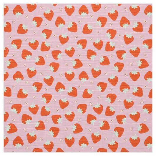 Roze aardbeienprint stof (Swatch)