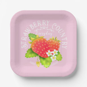 Roze aardbeiroze ontwerp. papieren bordje
