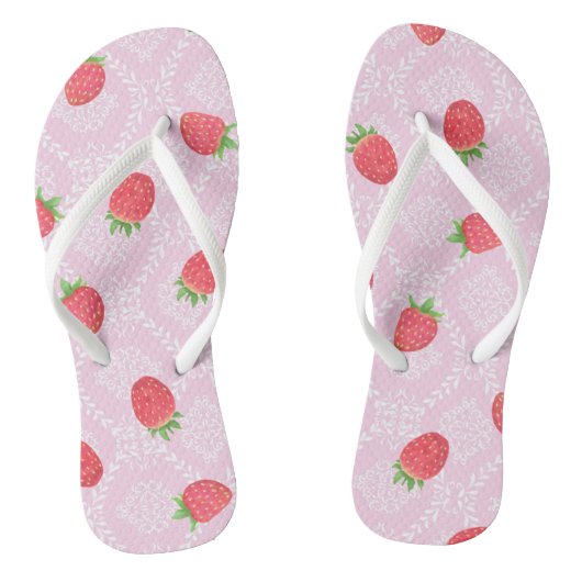 Roze aardbeiroze Teenslippers (Voetbed)