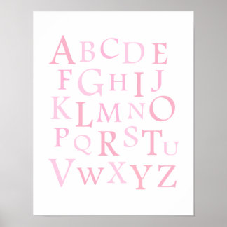 Roze ABC Nursery Typografie Print