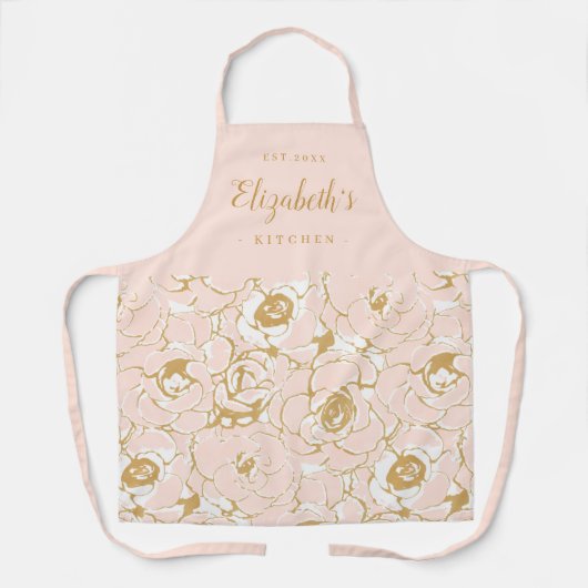 Roze abstract bloempatroon op maat gekookt schort (Voorkant)