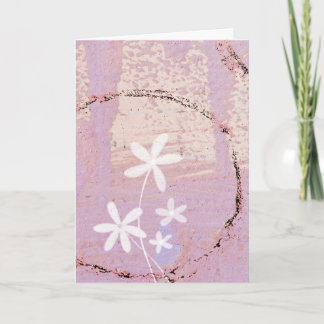 Roze Abstract en bloemen, Birthday Kaart