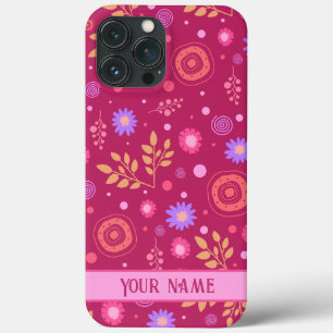 Roze Abstract gepersonaliseerde naam Fun Modern iPhone 13 Pro Max Hoesje