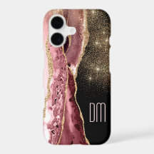 Roze Abstract Gouden Ster Glitter Monogram