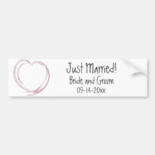 Roze Abstract Hart net getrouwd bruiloft Bumpersticker