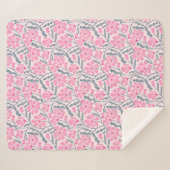 Roze Abstract Mid Century Modern Flower Sherpa Deken (Voorkant (horizontaal))