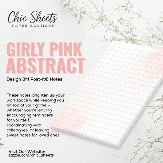 Roze Abstract Ontwerp 3M Post-it® Notities Notes