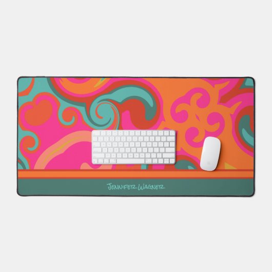 Roze Abstract Speelse Boho Design Naam Bureaumat (Keyboard & Muis)