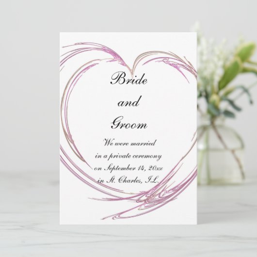 Roze Abstracte aankondiging van het huwelijk (Staand voorkant)