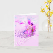 "Roze" Abstracte Art Notecard Kaart (Gele Bloem)