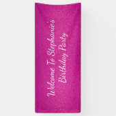 Roze Abstracte Birthday Party - roze naam Spandoek (Verticaal)