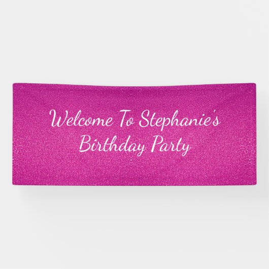 Roze Abstracte Birthday Party - roze naam Spandoek (Horizontaal)