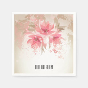 Roze Abstracte bloemenbruiloft Servetten
