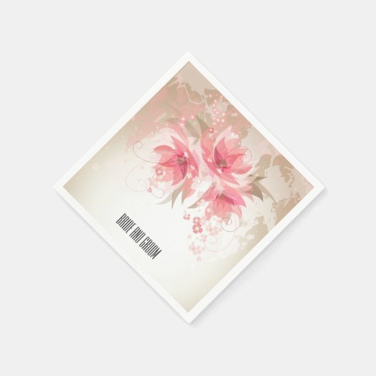 Roze Abstracte bloemenbruiloft Servetten (Hoek)