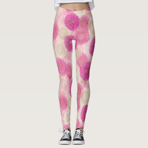 Roze Abstracte Bloemslace Cirkelpatroon Leggings