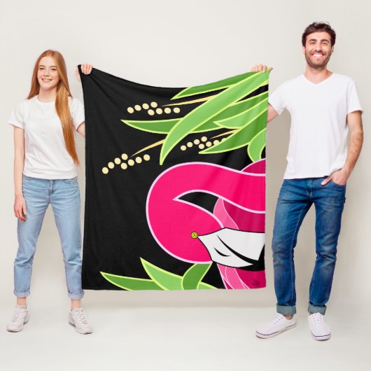 Roze Abstracte Flamingo Fleece Deken (In situ)