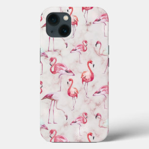 Roze Abstracte Flamingos Waterverf Modern iPhone 13 Hoesje