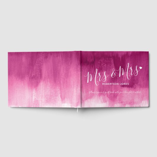 Roze abstracte gepersonaliseerde mevrouw en mevrou gastenboek (Volledig)