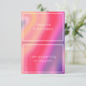 Roze Abstracte golven Horizontale 2 Affirmatie Kaa Kaart (Staand voorkant)