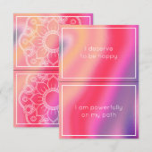 Roze Abstracte golven Horizontale 2 Affirmatie Kaa Kaart (Voorkant / Achterkant)