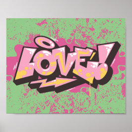Roze Abstracte graffiti LOVE Poster