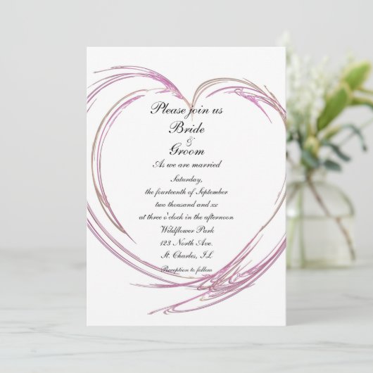 Roze Abstracte hartbruiloft Kaart (Staand voorkant)