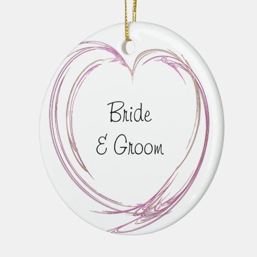 Roze Abstracte hartbruiloft Keramisch Ornament (Links)