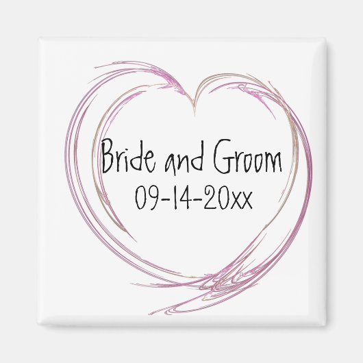Roze Abstracte hartbruiloft Magneet (Voorkant)