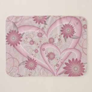 Roze abstracte harten en bloemen liefde fractale k sherpa deken