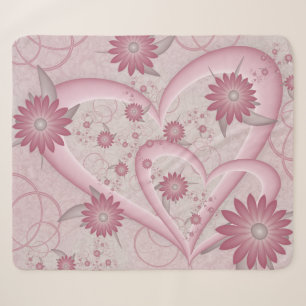 Roze abstracte harten en bloemen liefde fractale k sherpa deken